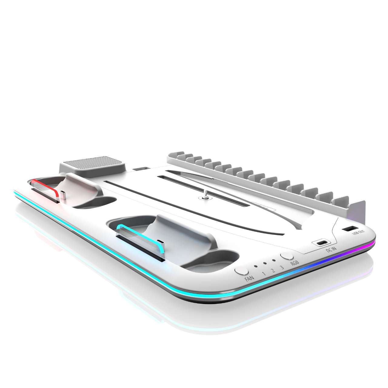 Base Multifuncional PS5 Fat Slim Digital Carga Controles DualSense Enfriadora - Blanco