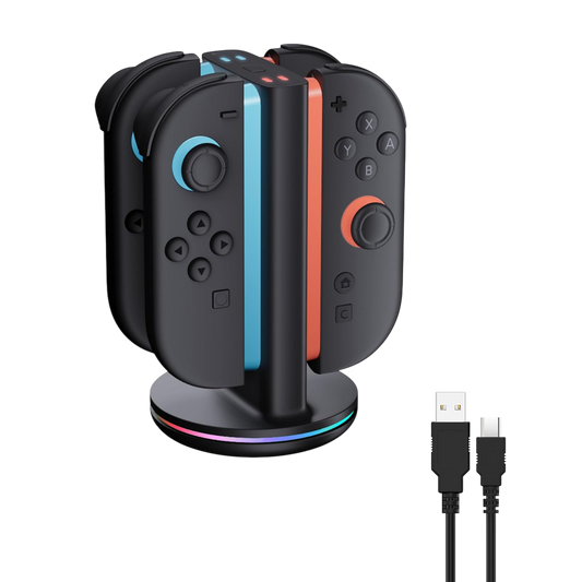 Dock Cargador 4 Joy-Con Nintendo Switch 2 con Base LED