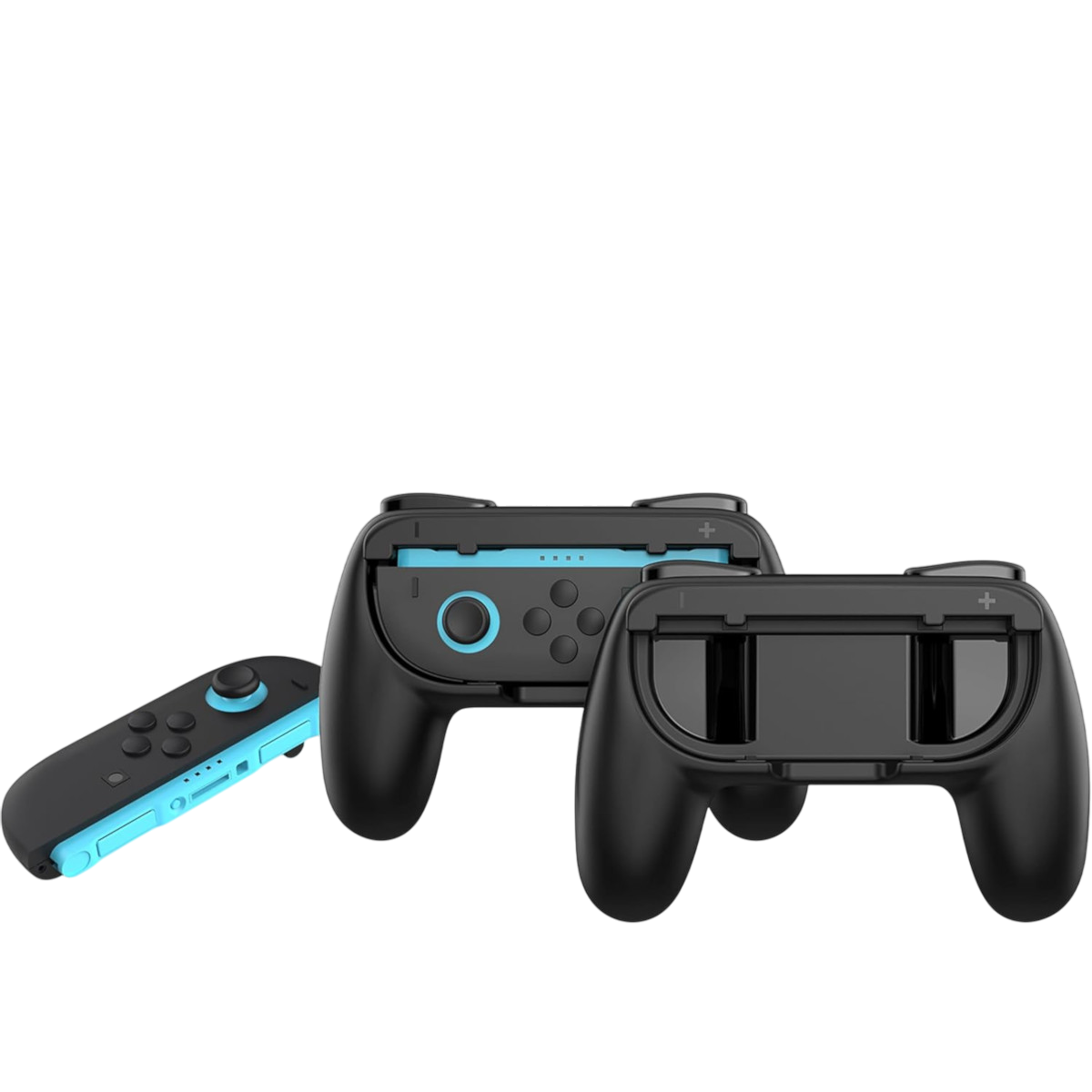 Kit 2 Volantes + 2 Grips Porta Joy-Cons Fundas para Controles Nintendo Switch 2 - Negro