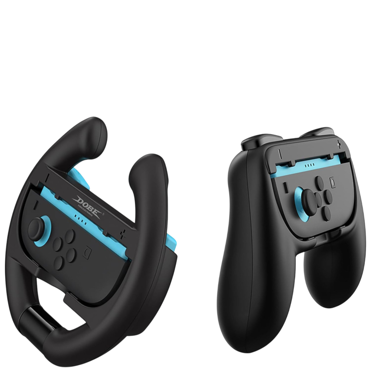 Kit 2 Volantes + 2 Grips Porta Joy-Cons Fundas para Controles Nintendo Switch 2 - Negro