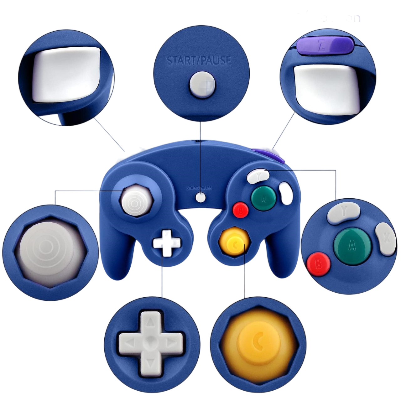 Control Clasico Gamecube Wii U Switch PC Generico Alambrico - Azul