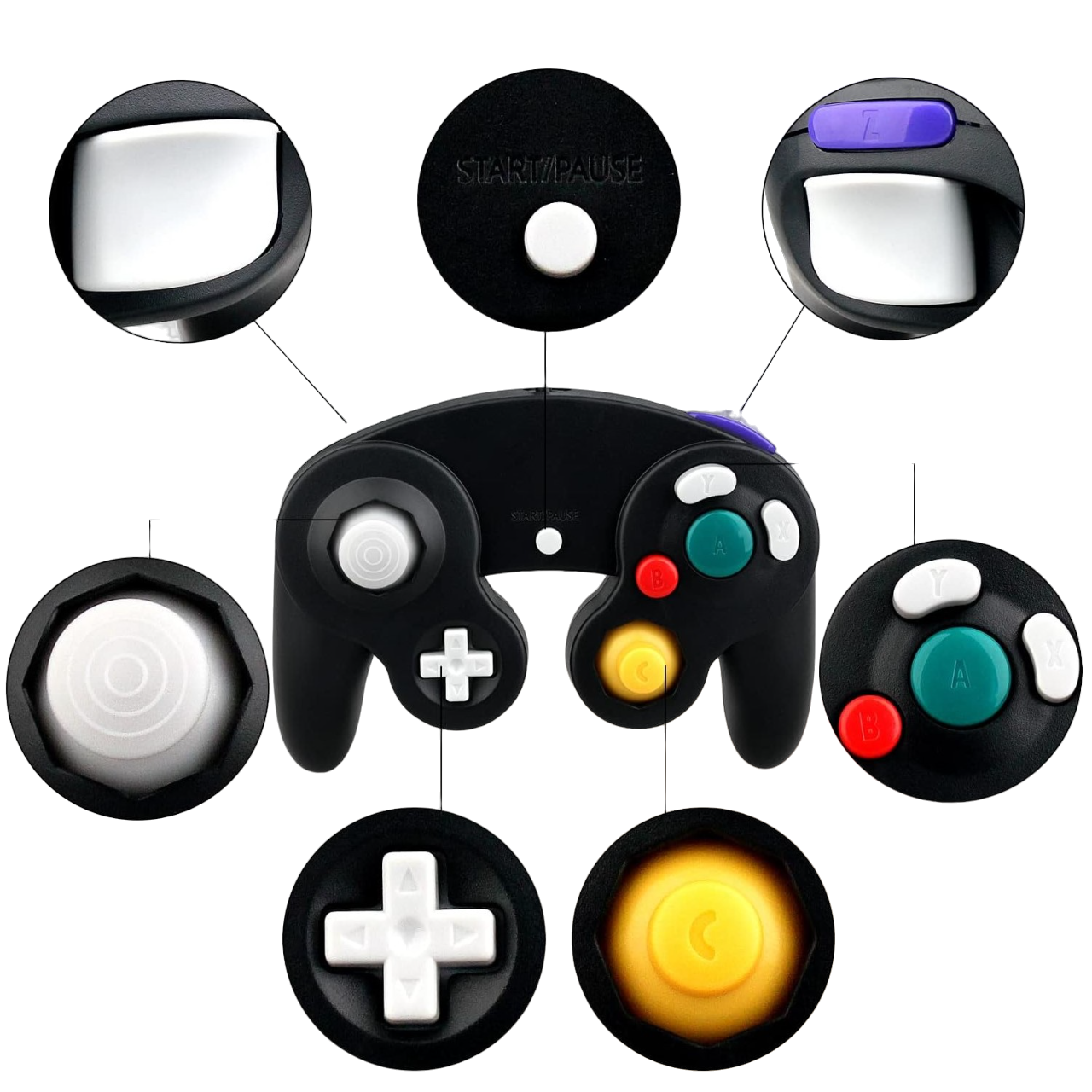 Control Clasico Gamecube Wii U Switch PC Generico Alambrico - Negro