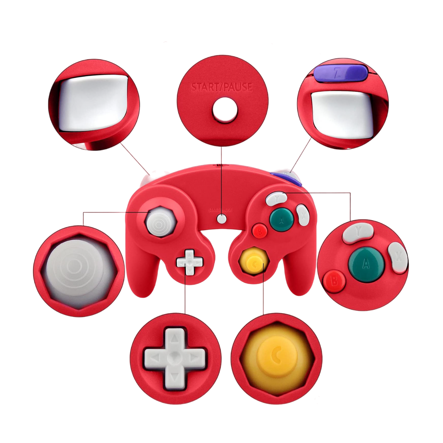 Control Clasico Gamecube Wii U Switch PC Generico Alambrico - Rojo