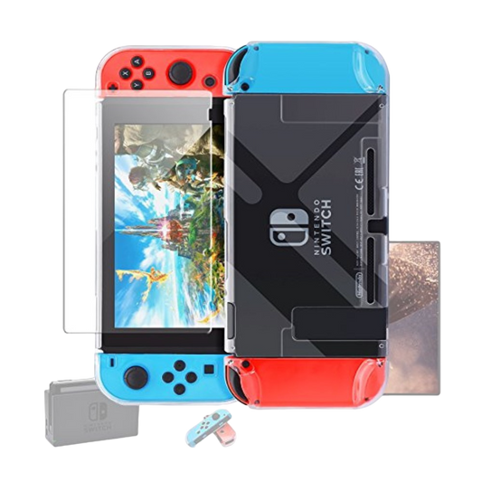 Protector Rígido Transparente Nintendo Switch Crystal Cover Case + Mica Cristal Templado