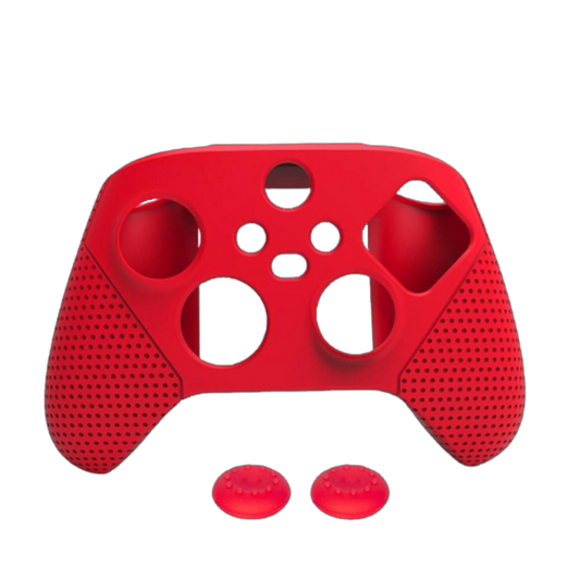 Protector Silicón Control Xbox Series X S Funda Case + Gomas Palancas - Rojo