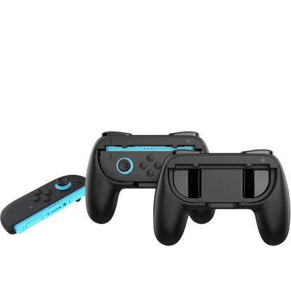 Kit 2 Volantes + 2 Grips Porta Joy-Cons Fundas para Controles Nintendo Switch 2 - Negro