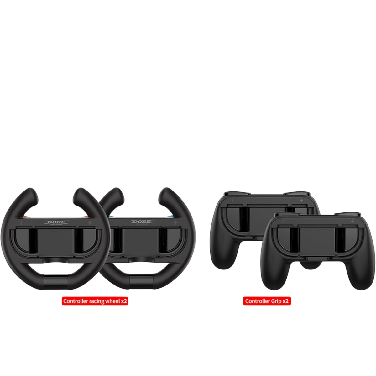 Kit 2 Volantes + 2 Grips Porta Joy-Cons Fundas para Controles Nintendo Switch 2 - Negro