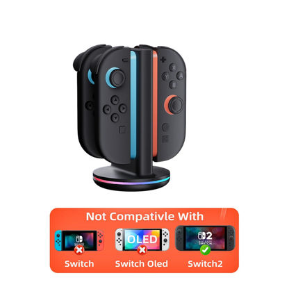 Dock Cargador 4 Joy-Con Nintendo Switch 2 con Base LED
