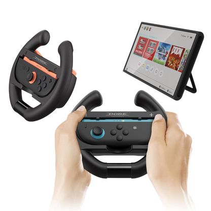 Kit 2 Volantes + 2 Grips Porta Joy-Cons Fundas para Controles Nintendo Switch 2 - Negro
