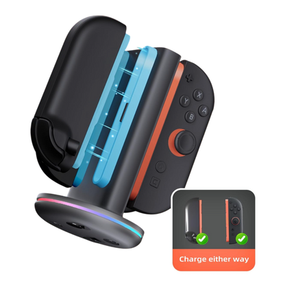 Dock Cargador 4 Joy-Con Nintendo Switch 2 con Base LED