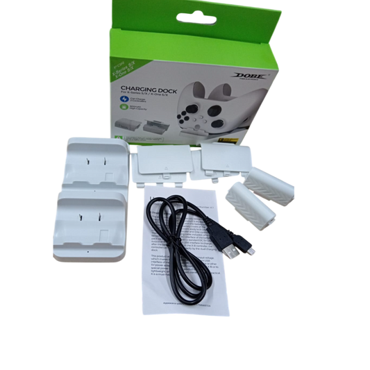 Carga Juega Control Xbox Series S X One Dock Cargador + 2 Baterías Recargables - Blanco