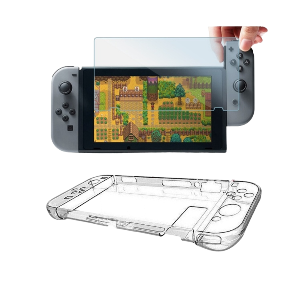 Protector Rígido Transparente Nintendo Switch Crystal Cover Case + Mica Cristal Templado