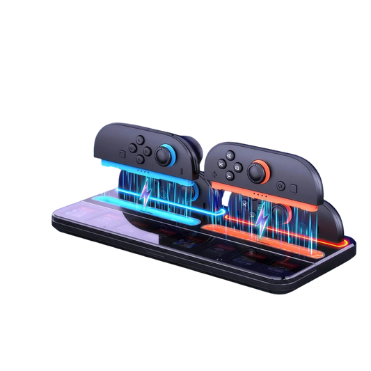 Base Carga Multifuncional Nintendo Switch 2 Cargador 4 Joy-Con Ranuras Tarjetas Juego Indicador LED