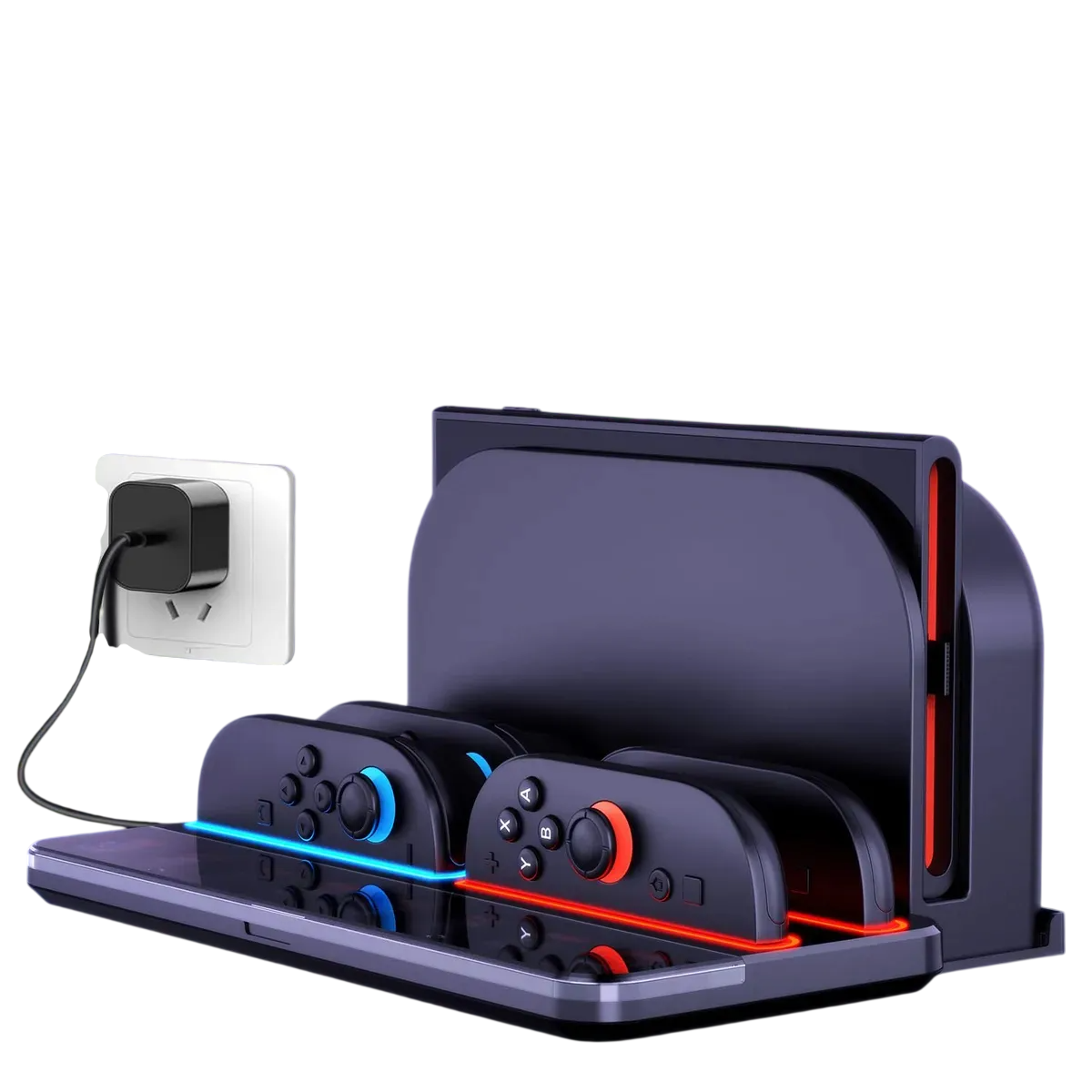 Base Carga Multifuncional Nintendo Switch 2 Cargador 4 Joy-Con Ranuras Tarjetas Juego Indicador LED