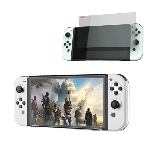 Protector Rígido Transparente Nintendo Switch Oled Crystal Cover Case + Mica Cristal Templado