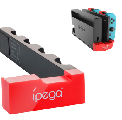 Estación de Carga para Nintendo Switch y Switch OLED Cargador 4 Joy-Con Base USB para Dock con Indicadores LED - Negro/Rojo