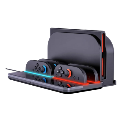 Base Carga Multifuncional Nintendo Switch 2 Cargador 4 Joy-Con Ranuras Tarjetas Juego Indicador LED